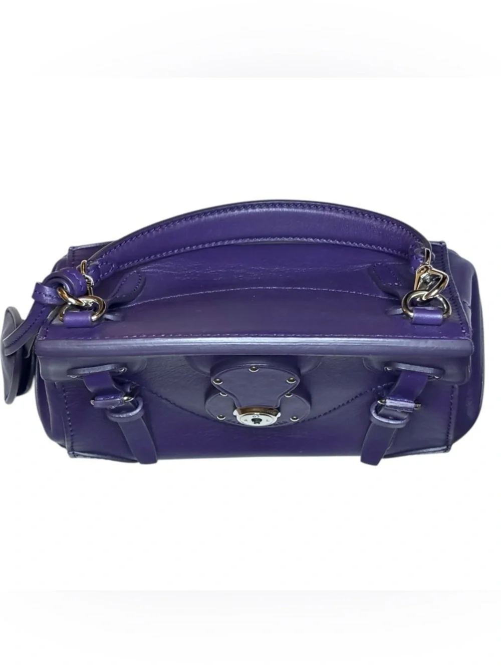 Ralph Lauren Mini Ricky Satchel | Purple Leather | Silver Hardware